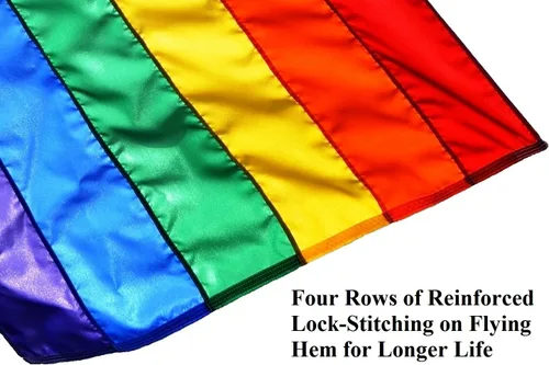 Miniatura 3 de US Flag Factory Bandera arcoíris de 3 x 5 pies (rayas cosidas) para exteriores SolarMax nailon – Orgullo gay lesbiana LGBT – Resistente a