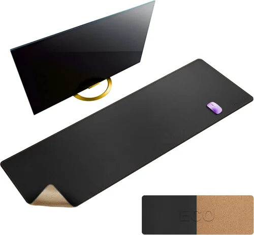 Miniatura 49 de MAIDERN Cubierta de mesa estrecha de 39.4" x 7.9", tapete reversible de cuero y corcho para mesa consola, protector de mesa largo y delgado