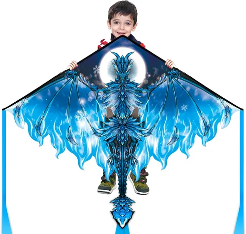 Miniatura 7 de Mint's Colorful Life Cometa de dragón para niños y adultos, fácil de volar, las mejores cometas de playa para principiantes, cuerda de cometa de 300
