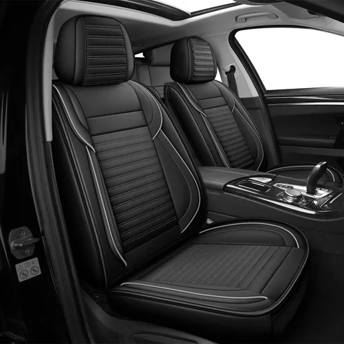 Miniatura 12 de LINGVIDO Fundas de asiento de automóvil, transpirables e impermeables, de piel sintética para autos, SUV, camiones, sedán, funda de asiento