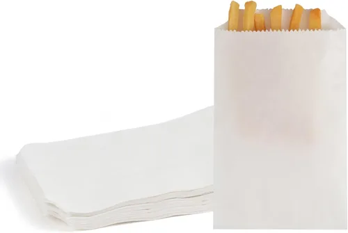 FOCCIUP 100 Piezas Bolsas de Papel Kraft Blanco de Tamaño Mini de 3x5 Pulgadas para Dulces, Bolsas de Regalo Planas para Fiestas Blanco-3x5 Pulgadas