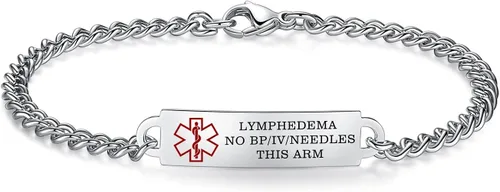 Pulseras de identificación de alerta médica de 6.5 "-8.5" para mujeres, pulseras de emergencia médica de acero inoxidable, grabado gratuito