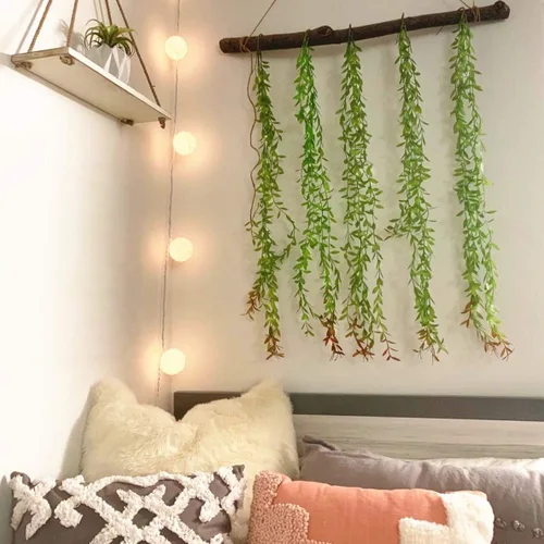 Miniatura 5 de Paquete de 10 enredaderas artificiales colgantes, hiedra falsa, sauce llorón, hojas verdes, plantas de plástico, guirnalda sintética resistente a