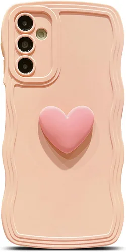 Miniatura 40 de Funda para Samsung Galaxy S22 para mujer, linda funda Kawaii 3D Love Heart color sólido rizado ondulado lente de cámara cubierta a prueba de golpes
