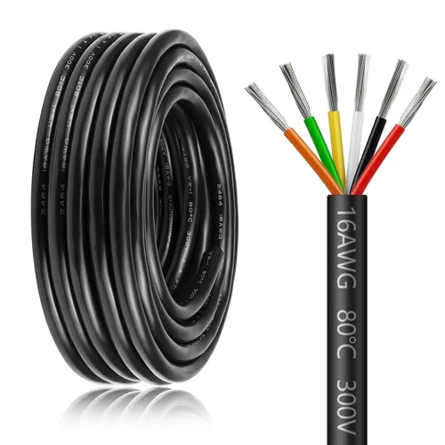 Miniatura 10 de Cable de calibre 18 de 5 conductores, cable eléctrico de 65,6 pies 18AWG, cable de cobre estañado trenzado de 18/5, cable de bajo voltaje