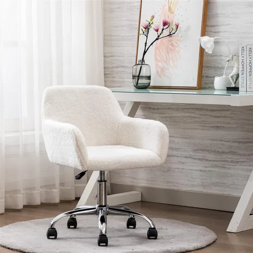 Silla de oficina para el hogar de piel sintética moderna, silla de tocador elegante tapizada para chicas adolescentes, silla de escritorio