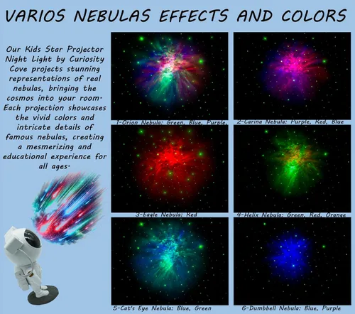 Miniatura 3 de Proyector astronauta de galaxia, proyector de estrellas de cielo nocturno de 360°, amigo espacial para decoración de habitación de bebé, control