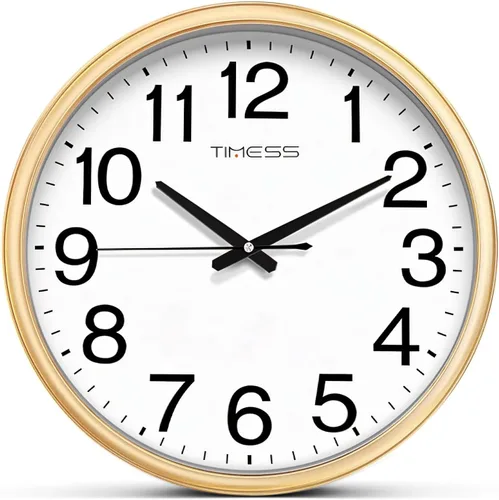 Miniatura 11 de Reloj de pared TIMESS, acabado clásico estilo madera, de 16 pulgadas, silencioso, sin tictac, funciona con pilas, de cuarzo, analógico