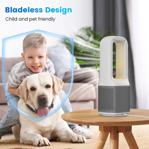 Miniatura 6 de Misby Ventiladores de escritorio pequeños y silenciosos, ventilador de mesa sin aspas de 13 pulgadas, 5 velocidades para un potente flujo de aire