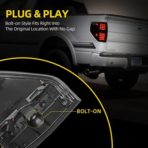 Miniatura 5 de DWVO Conjunto de luz trasera compatible con Ford F150 Styleside 09-14 2009 2010 2011 2012 2013 2014 luces traseras de repuesto para camioneta