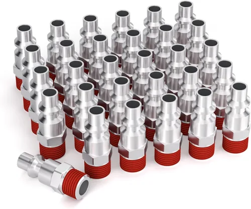 Miniatura 12 de GASHER 5 piezas de ajuste de herramienta de aire industrial de acero inoxidable 304 NPT hembra de 1/4 pulgada, tapones neumáticos de alto flujo