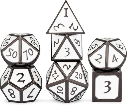 Miniatura 11 de HEIMDALLR Juego de dados de metal DND, 7 piezas, juego de dados de metal indestructibles con bolsa de dados; juego de dados D&D