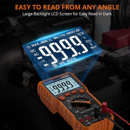Miniatura 3 de Proster Multímetro Digital 6000 Count - TRMS Voltímetro Multímetro Digital de Rango Automático Probador, Detector NCV Medidor de Corriente y Voltaje
