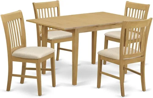 Miniatura 15 de East West Furniture NOFK5-MAH-C - Juego de mesa y sillas de cocina de 5 piezas, incluye una mesa de comedor rectangular con hoja de mariposa y 4
