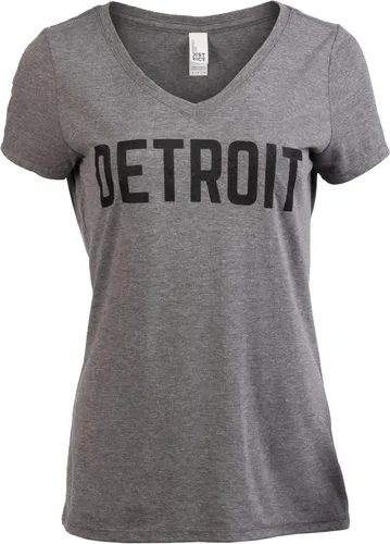 Miniatura 6 de Detroit Classic Retro City Grey Blue Red Black Detroiter 313 Cool Michigan - Camiseta con cuello en V para mujer