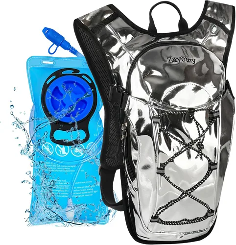 Miniatura 10 de Mochila de hidratación reflectante, paquete de hidratación, mochila de agua con vejiga de hidratación de 2 litros, esencial para festivales, paquete