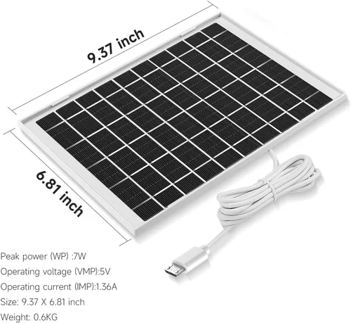 Miniatura 4 de Paquete de 2 cargadores de panel solar de 5 V 7 W compatibles con Arlo Essential 2K para exteriores de 2ª generación, cámara Arlo Essential XL de 2ª
