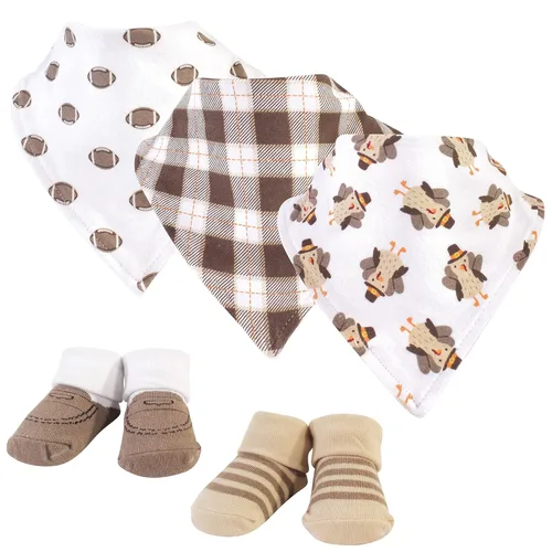 Miniatura 46 de Hudson Baby Conjunto de babero y calcetines unisex de algodón para bebé, Tamaño único Chica Calabaza