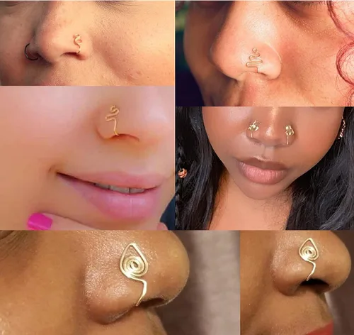 Miniatura 2 de Long tiantian Piercing de nariz para nariz con diseño africano, para mujer