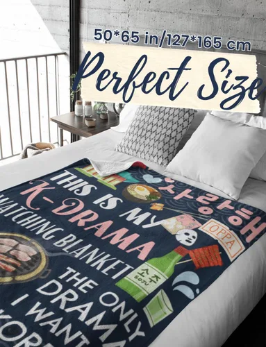 Miniatura 3 de Huglanket Regalos de Drama Coreano Kdrama Merch Manta para Mujeres, Mantas de Franela para Amantes del Drama K, Azul, 50" x 65
