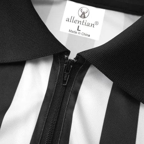 Miniatura 3 de Referee Shirt for Men, Black Stripe Umpire Jersey, Zipper Basketball, Football, Soccer Ref Uniform