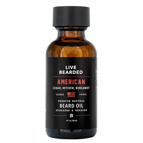 Live Bearded Aceite para barba, 1 fl oz – Jojoba totalmente natural de primera calidad – Fabricado en los Estados Unidos – Cuidado del cabello y la