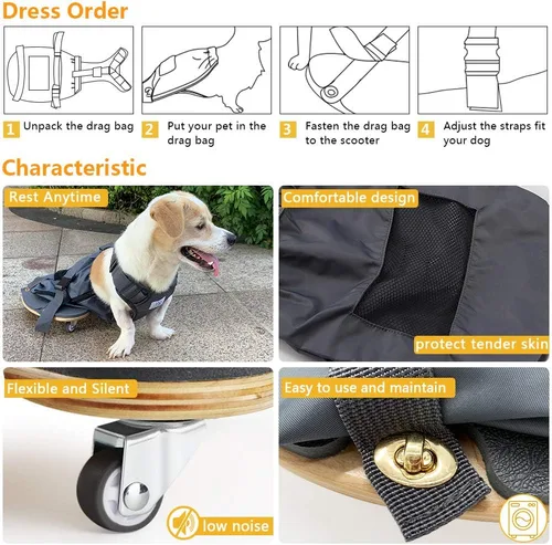 Miniatura 6 de derYEP Silla de ruedas para mascotas para patas traseras paralizadas para perros que protegen el pecho y las extremidades