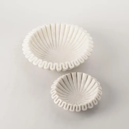 Miniatura 7 de Marble Ruffle Bowl Decorative Marble Scallop Bowl Flower Bowl Fruit Bowl Ruffled Marble Bowl Jewelry Dish Christmas Gift Decorative Bowl (9 inch)