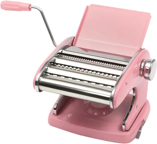 Máquina para hacer pasta, 6 ajustes de grosor ajustables, máquina para hacer pasta, manual de acero inoxidable con rodillos y cortador, perfecta