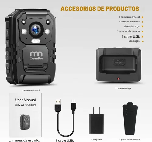 Miniatura 7 de Cámara corporal HD 1296P de policía CammPro I826, memoria 128G, cámara impermeable para vestir, cámara corporal portátil premium con grabación