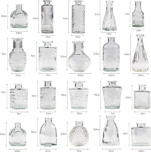 Miniatura 3 de Juego de 40 Piezas de Floreros Pequeños, Floreros para Centros de Mesa, Lindos Floreros de Cristal Pequeños al Por Mayor, Floreros Pequeños