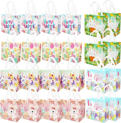 Miniatura 11 de Aviski 12 bolsas de caza de huevos de Pascua de varios tamaños, bolsa de regalo de huevos de gallina de zanahoria con asas, bolsas de regalo