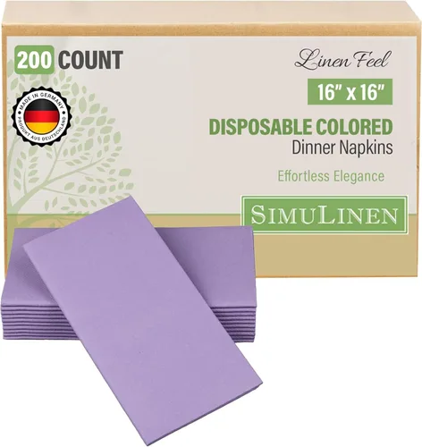Miniatura 13 de SimuLinen Servilletas de Cena Desechables Amethyst - Servilletas de Papel Moradas con Sensación de Lino Similar a Tela para Bodas, de Lujo 16"x16