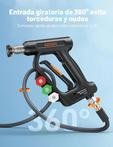 Miniatura 6 de AstroAI - Pistola de lavado a presión corta con giratorio, pistola de lavado eléctrico con entrada de conexión rápida de 3/8 pulgadas y salida
