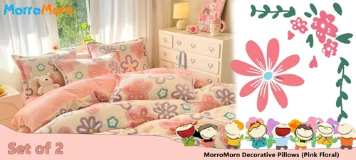 Miniatura 2 de MorroMorn Fundas de Almohadas Decorativas Florales, 2 Paquetes Fundas de Almohadas de Felpa Tamaño Estándar, Fundas de Almohadas Suaves y Peludas