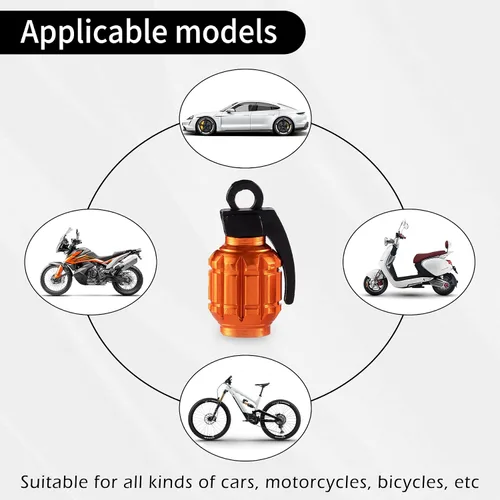 Miniatura 5 de GaRhomxy Tapones para neumáticos, tapas de vástago de válvula de neumático de automóvil, cubierta de tapas de aire, accesorios de adorno Naranja
