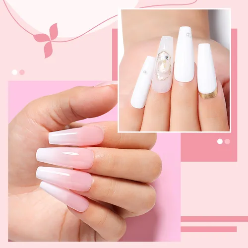Miniatura 5 de Nicedeco Hema Free Cruelty Free - Esmalte de uñas de gel vegano, 2 unidades de 0.5 onzas líquidas, color blanco y rosa, kit de uñas de gel UV UV