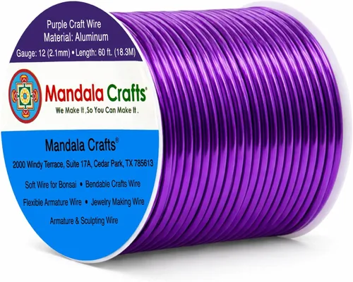 Miniatura 369 de Mandala Crafts - Alambre de aluminio anodizado de 8 calibre para hacer joyas - 9.75 m de alambre flexible negro colorido - Flexible para bonsái