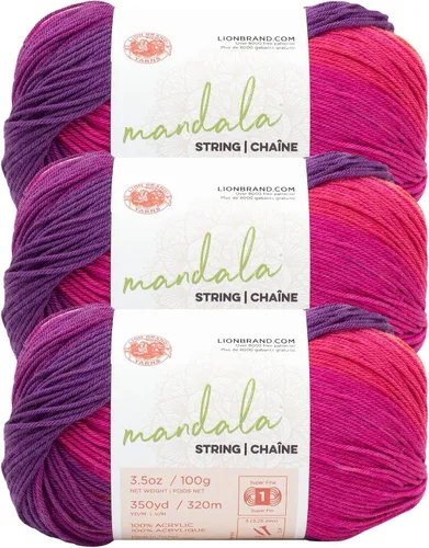 Miniatura 19 de Lion Brand Yarn Hilo Mandala String, Hilo Fingering para Tejer y Crochet, Acoustic, 1 Paquete