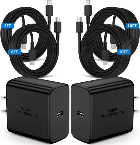60W Super Fast Charger Type C 3/6/10/10ft, USB C Wall Charging and Long Android Phone Charger Cable Cord for Samsung Galaxy S26 Ultra/S26/S25