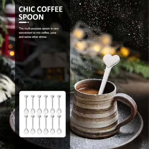Miniatura 4 de Cucharas Cucharas de café con forma de corazón, cuchara de postre de acero inoxidable, cucharas de helado, cucharas de té, cucharas de amor