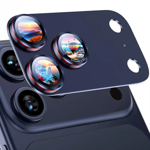 Miniatura 10 de Uyiton Protector de lente de cámara para iPhone 17 Pro - [Tipografía única + lente de teléfono diseño de círculo rojo] Cubierta de cámara de vidrio