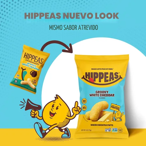 Miniatura 3 de Hippeas - Bocadillos de garbanzos inflados, cheddar blanco vegano, 4 onzas (paquete de 1), 4g de proteína, 3g de fibra, vegano, sin gluten