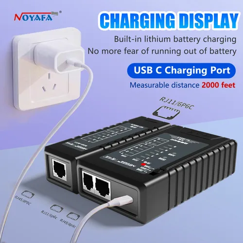 Miniatura 8 de YILTION NF-468CS Probador de Cable de Red, Probador de Teléfono y Continuidad, Mapeador de Cable Ethernet para RJ45/RJ11/RJ12/CAT5/CAT6/POE, Negro