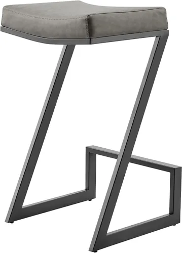 Miniatura 5 de Armen Living Atlantis Backless Faux Leather and Brushed Stainless Steel Bar Stool
