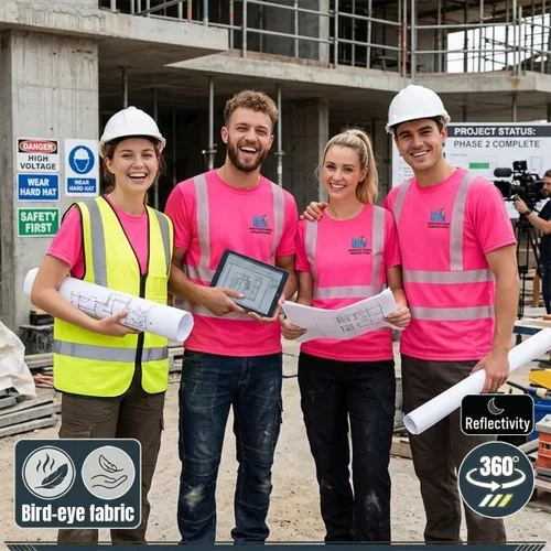 Miniatura 3 de Camiseta Hi Vis con tira reflectante de alta visibilidad, camisetas de seguridad personalizadas para tu logotipo, camisas de trabajo al aire libre