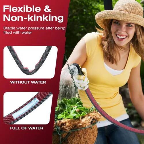 Miniatura 3 de Manguera de jardín flexible y ligera – Manguera no expandible mejorada 2026 con núcleo de látex, diseño resistente y sin torceduras para alta