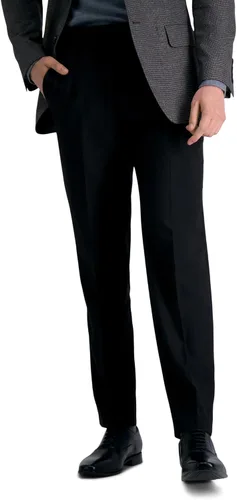 Haggar Pantalones de vestir cómodos para hombre, ajuste recto, parte delantera plana (tallas regulares y grandes y altas)