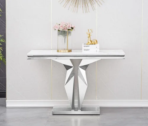 Miniatura 19 de SSLine Mesa de Centro Rectangular de Mármol Sintético para Sala de Estar, Mesa Central Moderna de Mármol Blanco de Lujo con Base Doble en Forma de U