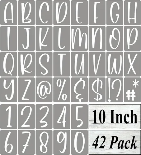Miniatura 13 de Plantillas de letras del alfabeto de 4 pulgadas para pintar, paquete de 42 plantillas de letras y números con letreros para pintar sobre madera